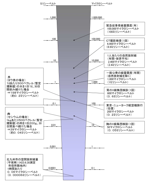 日常生活と放射線の図