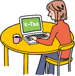 e-taxを利用する女性イラスト