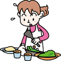 料理をする女性イラスト
