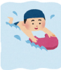 ビート板で泳ぐ子どもイラスト