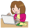 パソコン操作をする女性のイラスト