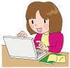 パソコンを操作する女性イラスト