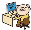 パソコンを操作する老人イラスト