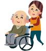 車椅子の高齢男性と女性のイラスト