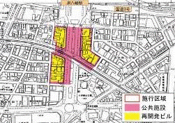 八幡駅前地区再開発事業区域図