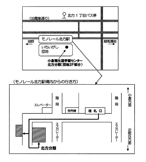 モノレール北方駅構内からの行き方