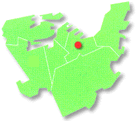 市内における馬借一丁目1番地区の概ねの位置図