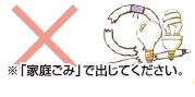 割れた蛍光管、電球、電球型蛍光灯等の絵