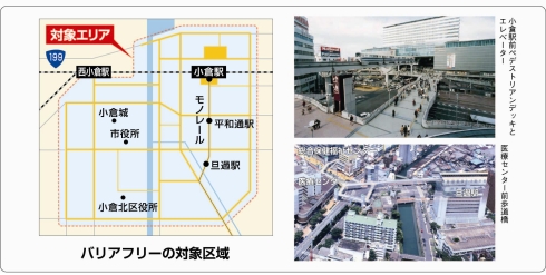 小倉都心地区バリアフリーの対象区域図