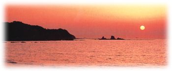 若松北海岸の夕日の写真