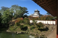 小倉城庭園からみた小倉城の写真