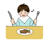 お肉を食べているイラスト