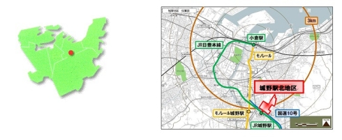 城野駅北地区の位置図です