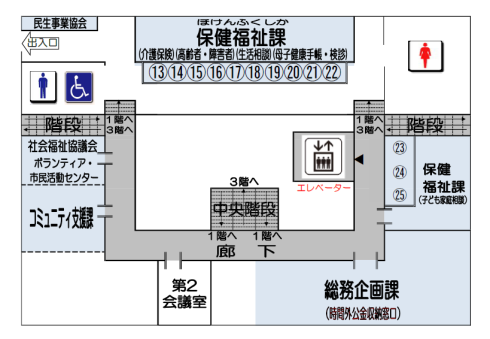 門司区役所館内案内　2階平面図