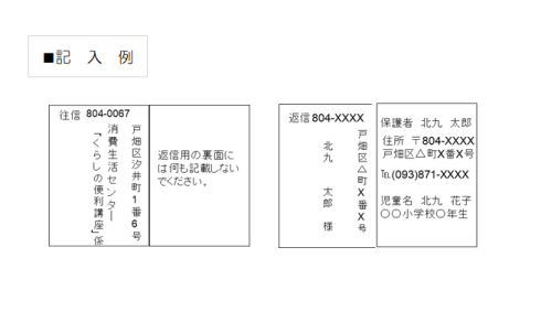 往復はがきの記入例