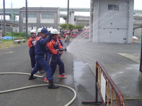 放水体験の様子