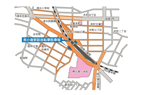 南小倉駅前自転車駐車場の地図