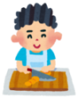 料理をしている男の子の図
