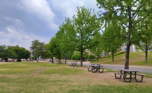 勝山公園のテーブルベンチ設置状況の写真