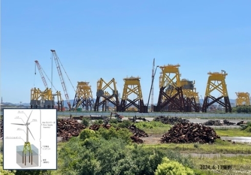 ジャケット式基礎製造風景の写真(令和6年6月撮影)