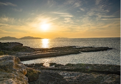 若松北海岸の夕日の写真