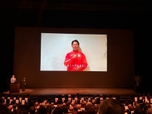 松元選手からのビデオメッセージ上映の様子の写真