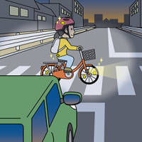 自転車のライト点灯イラスト