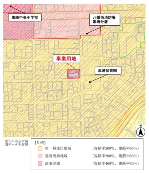 市営八千代町団地6号の位置図　(北九州市基本図DMデータを複製)