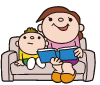 親子読者イラスト