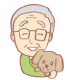 老人と犬イラスト