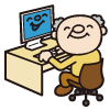 パソコンを操作する老人イラスト