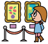 絵画を鑑賞する女性イラスト