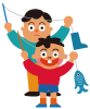 釣りをする親子イラスト