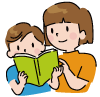 本を読む少年少女イラスト