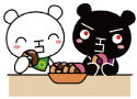ドーナツを食べるていたんとブラックていたんイラスト