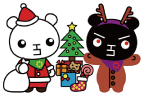 サンタ姿のていたんとトナカイ姿のブラックていたんイラスト