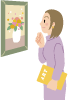 絵画を観覧している女性イラスト