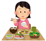 女性が食事をしているイラスト