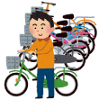 自転車を駐輪している男性のイラスト