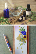 アロマとハーブの基本講座写真（上）、押し花体験教室「春の花で雑貨づくり」（下）写真