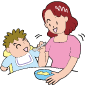 乳幼児に離乳食を食べさせているイラスト
