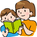 男の子と女の子が一緒に本を読んでいるイラスト