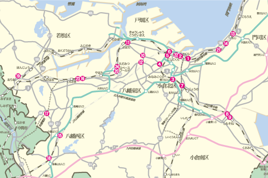アンダーパス位置図（北九州市所管分）