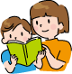 女の子と男の子が同じ本を一緒に読んでいるイラスト