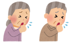 咳をしている女性（左）と男性（右）のイラスト