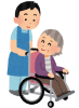 車椅子を押している男性のイラスト