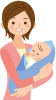 赤ちゃんを抱っこしている母親のイラスト
