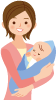 赤ちゃんを抱っこしている母親のイラスト