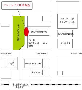 シャトルバス乗降場所地図