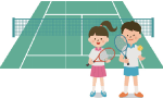 テニスラケットを持っている男性と女性イラスト